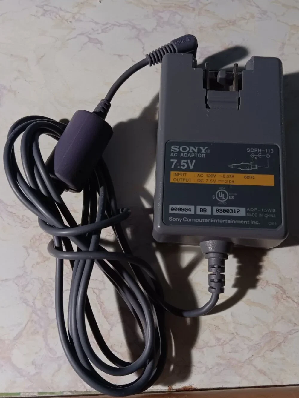 PS One AC Adapter White Playstation 1 OEM Sony Power Cable SCPH-113